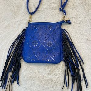 Expressions, Blue Leather Bag, Tassles